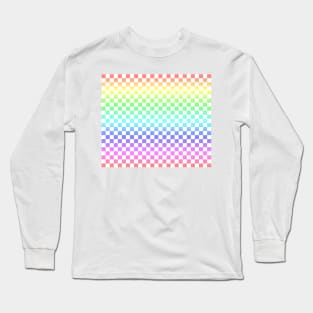 White checkered Rainbow Ombre Long Sleeve T-Shirt